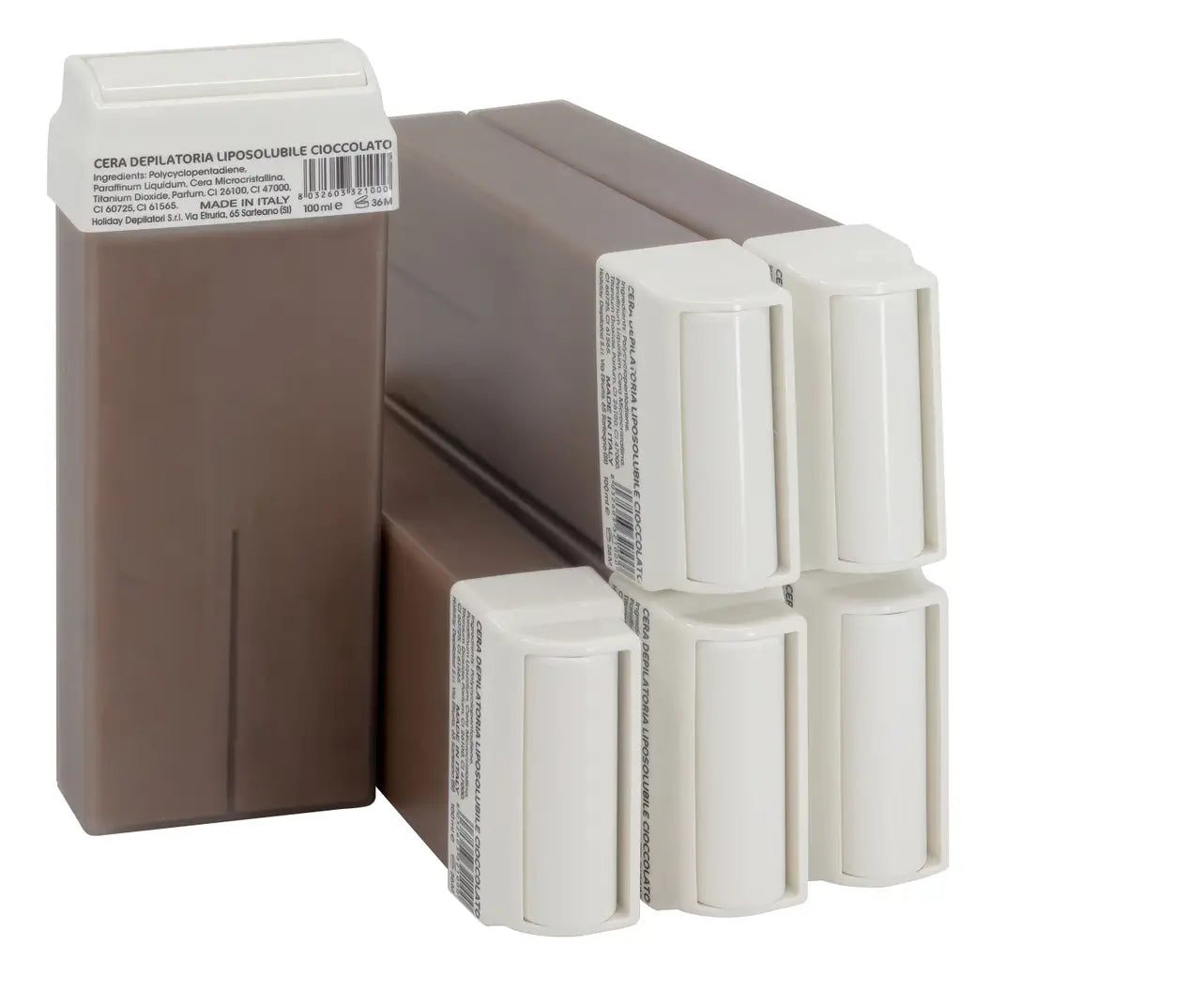 Lot de 6 Roll On 100 ml de cire Epilation au chocolat idéale pour tous types de peaux