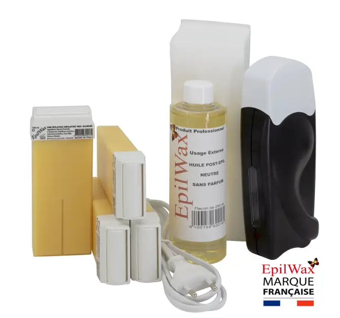 Professionelles Haarentfernungs-Kit mit 4 Vanillewachs-Roll-Ons (Serie Schwarz)