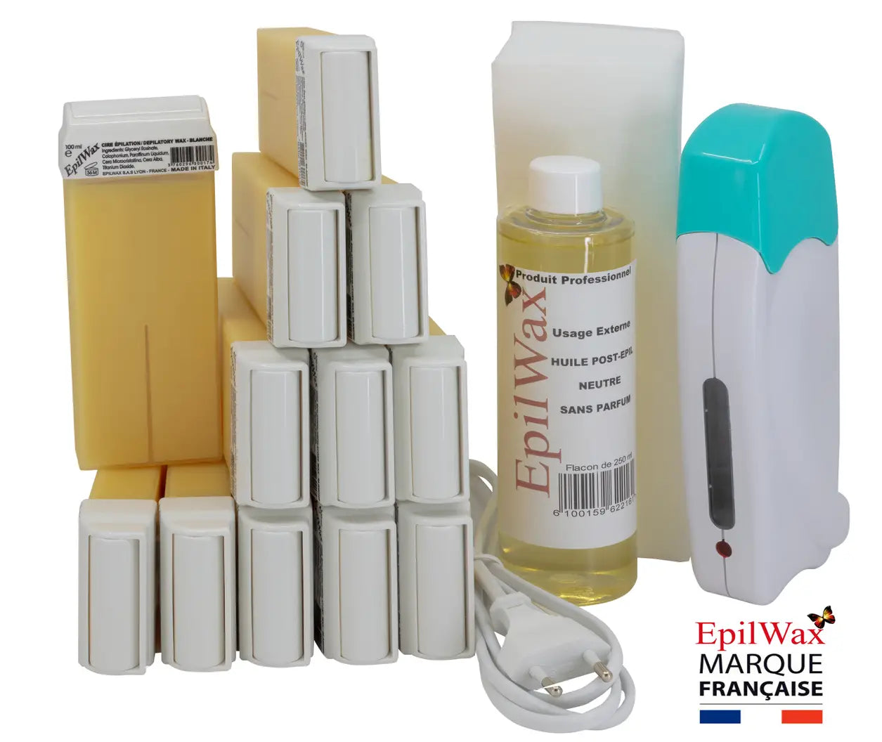 Kit d'épilation professionnel avec 12 roll-on de cire à la vanille gamme solo