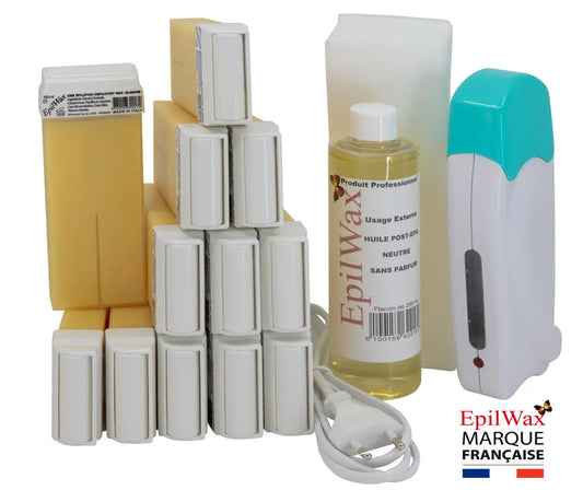 Kit d'épilation professionnel avec 12 roll-on de cire à la vanille gamme solo