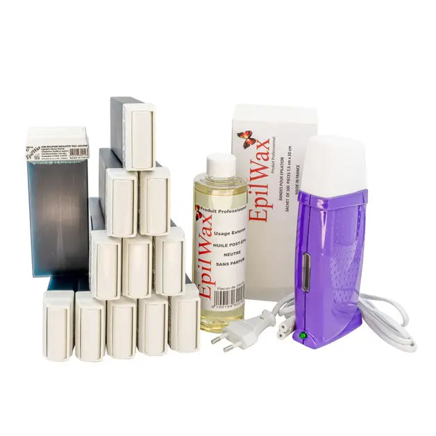Kit d'épilation professionnel avec 12 roll-on de cire à l'azulène gamme royal