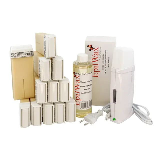 Kit d'épilation professionnel avec 12 roll-on de cire à la vanille gamme royal