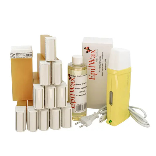 Kit d'épilation professionnel avec 12 roll-on de cire au miel gamme royal