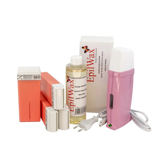 Kit d'épilation professionnel avec 4 roll-on de cire à la rose gamme royal