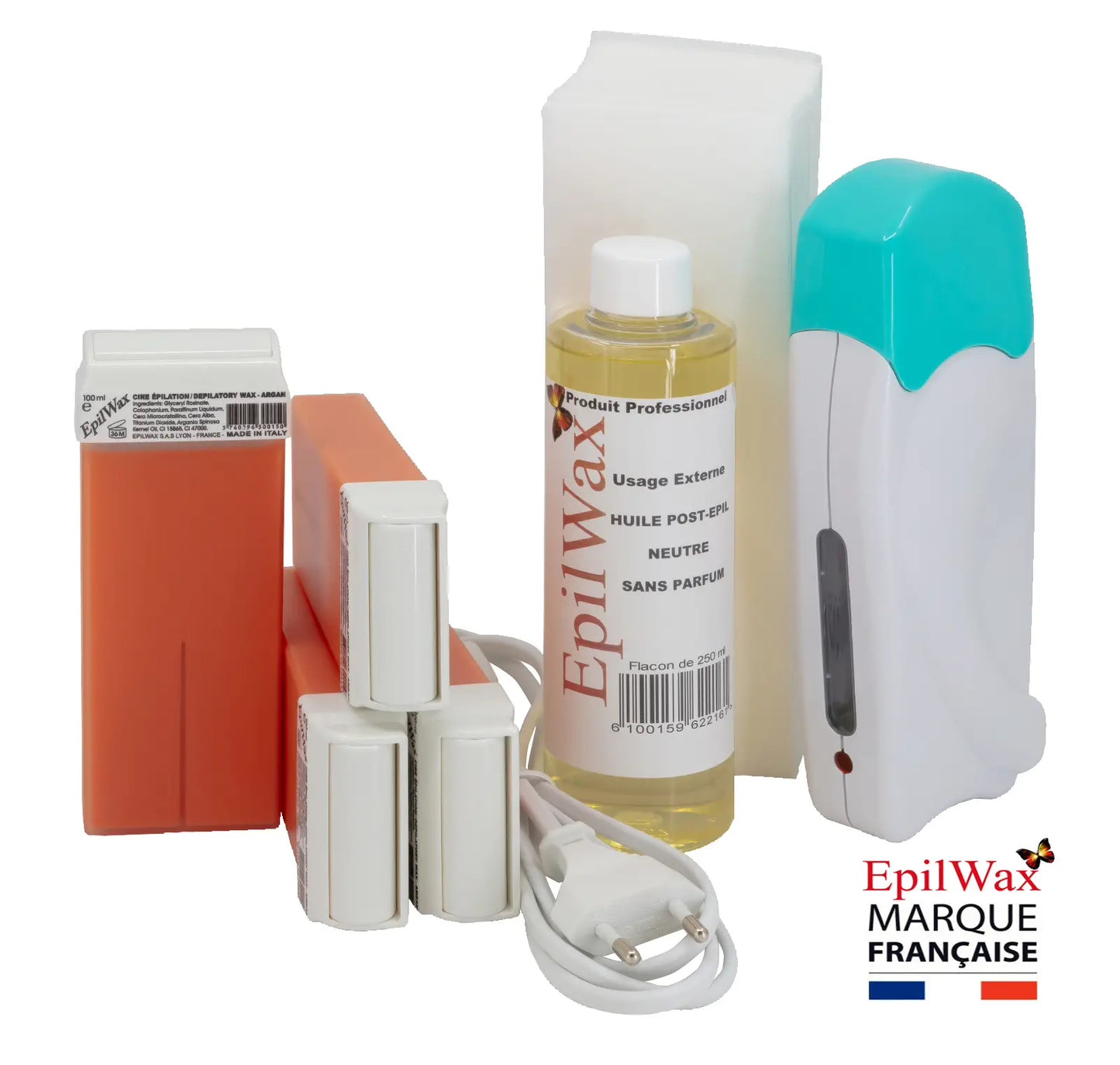 Kit d'épilation professionnel avec 4 roll-on de cire à l'argan gamme solo