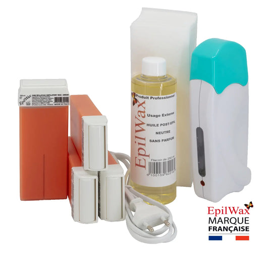Kit d'épilation professionnel avec 4 roll-on de cire à l'argan gamme solo