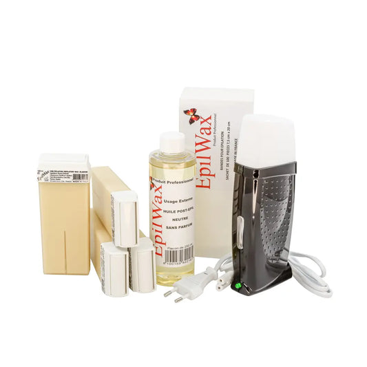 Kit d'épilation professionnel avec 4 roll-on de cire à la vanille gamme royal (black)