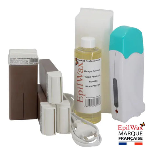 Kit d'épilation professionnel avec 4 roll-on de cire au chocolat gamme solo