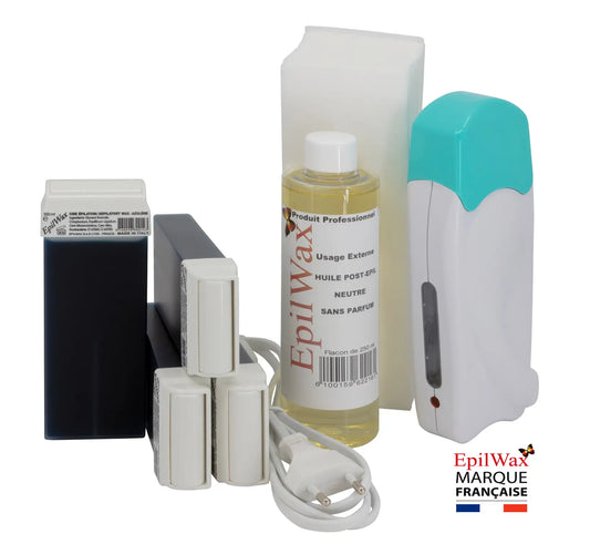 Kit d'épilation professionnel avec 4 roll-on de cire à l'azulène gamme solo